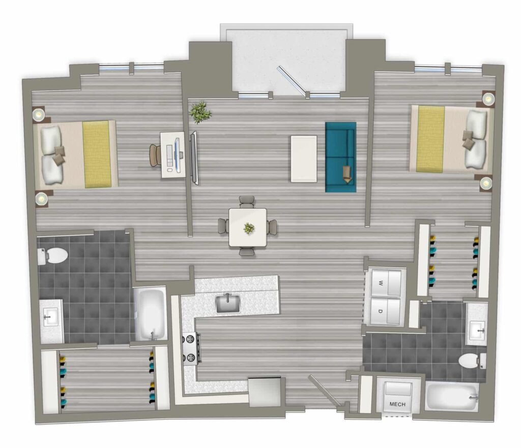 two bedroom e floor plan at Crest