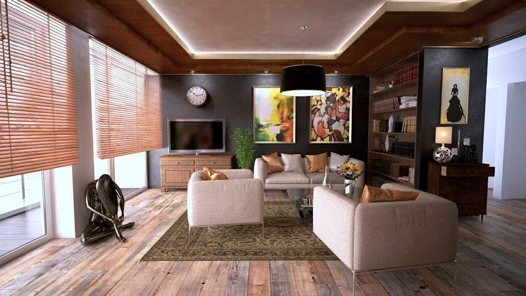 Inviting living room interior featuring modern design with cozy furnishings and stylish decor.